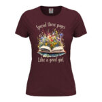 дамска тениска с надпис spread those pages