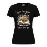 дамска тениска с надпис spread those pages