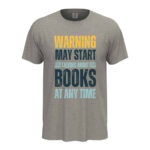 мъжка тениска с надпис may start talking about books