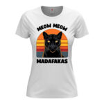 дамска тениска с щампа черна пума meow meow madafakas от магазин за тениски inamood