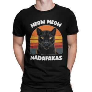 мъжка тениска с щампа черна пума meow meow madafakas от магазин за тениски inamood