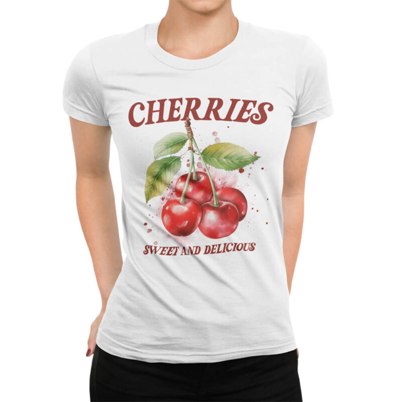 дамска тениска cherries с щампа череши от онлайн магазин inamood