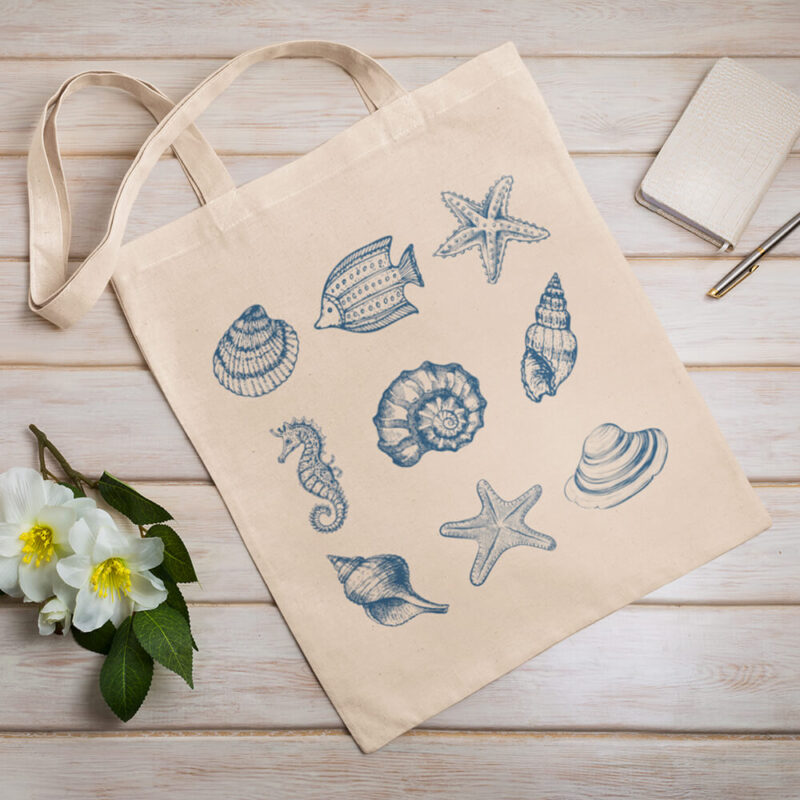 еко чанта от плат с щампа морско дъно от inamood