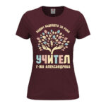 дамска тениска с щампа за учител водим бъдещето за ръка