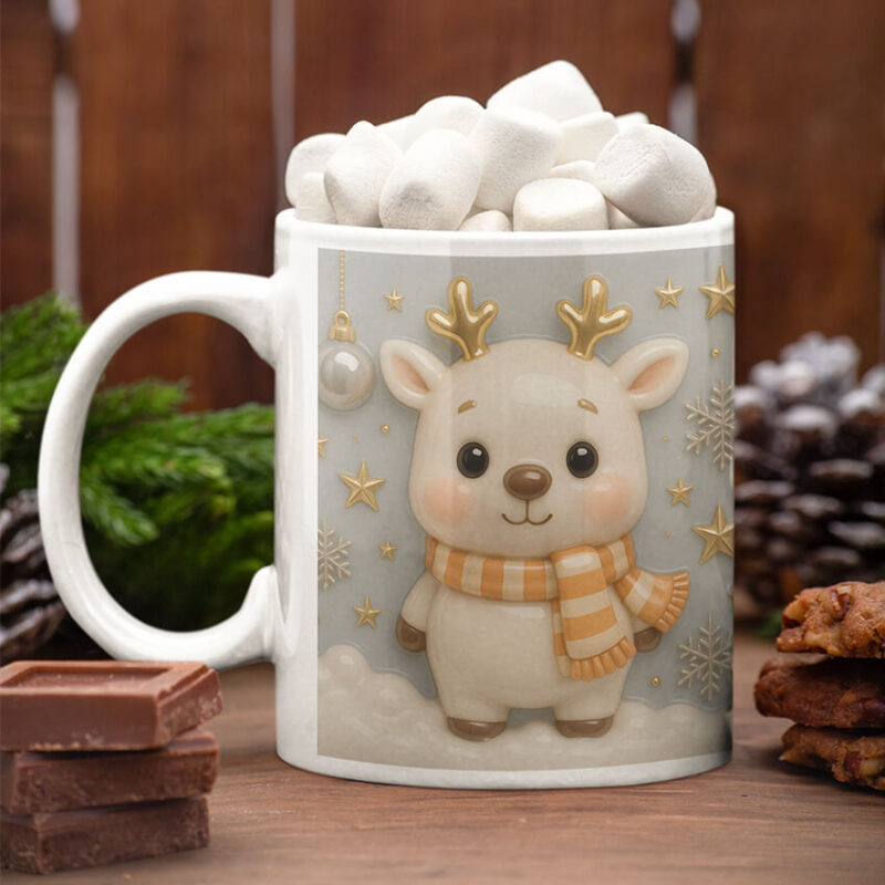 коледна чаша еленче 3D ефект