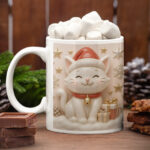 коледна чаша коте 3D ефект