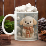 коледна чаша кученце 3D ефект