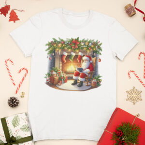 коледна тениска дядо коледа камина