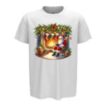 коледна тениска дядо коледа камина