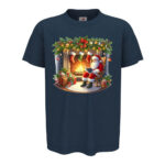 коледна тениска дядо коледа камина