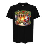 коледна тениска дядо коледа камина