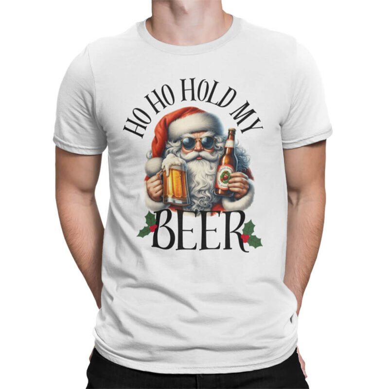 мъжка коледна тениска ho ho hold my beer