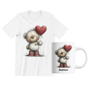 комплект тениска и чаша свети валентин 3